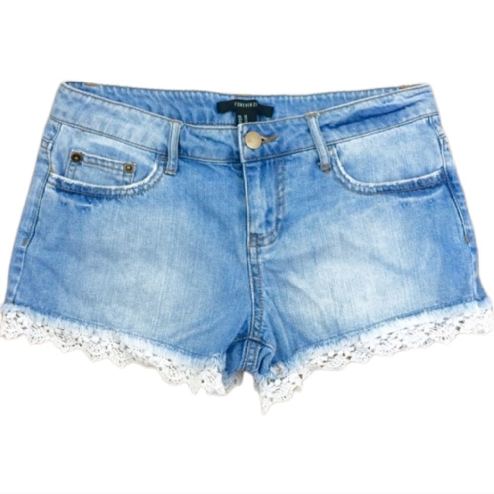 Forever 21 jean shorts with lace trim